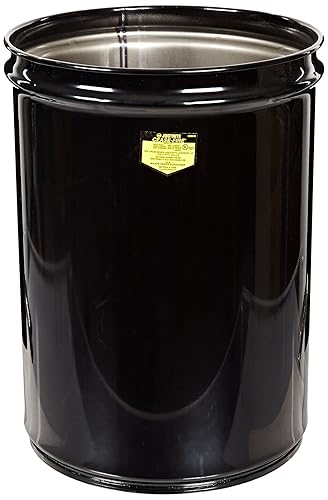 Justrite 26001K Cease-Fire Steel Drum, 12 Gallon Capacity, 14-1/2' OD x 20-1/4' Height, Black - Poueer