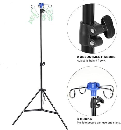 IV Stand, Adjustable Portable IV Pole Foldable Drip Bag Holder Collapsible Intravenous Pole Tripod Stand for Clinic Home Care - Poueer