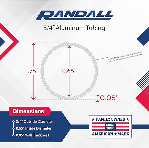 6 FT - 3/4' Anodized Aluminum Tubing .050' Wall 6063 Alloy T-6 Temper - Poueer