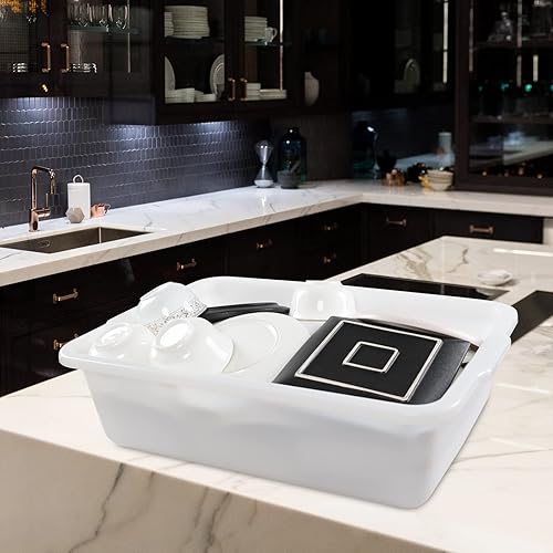 4-Pack 35 L Bus Box, Plastic Utility Bus Tub, Commercial Dish Pan, White - Poueer