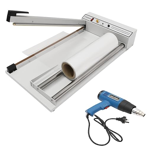 24Inch Shrink Wrap Machine, 530W Shrink Wrap Sealer with Heat Gun, 572-968℉ Heat Sealer Machine, Shrink Film Shrink Wrap Sealer Compatible with PVC POF PP PE Film - Poueer