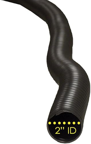 Rubber-Cal PE Flex (Ultra Flexible) Black - Blower Hose - 2' ID x 12.5ft Length Hose (Fully Stretched) - Poueer