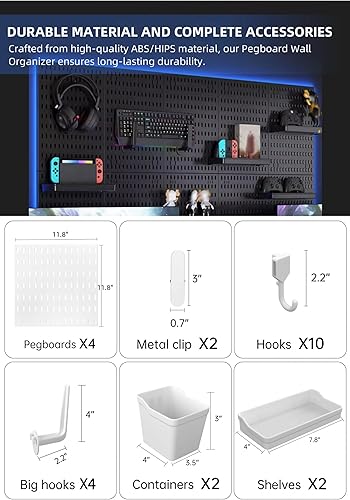 Revamp Your Space With A Versatile Pegboard Kit - Effortlessly Organize Home, Office, And Gaming Setup With Customizable Hanging Solutions (Black) - Poueer