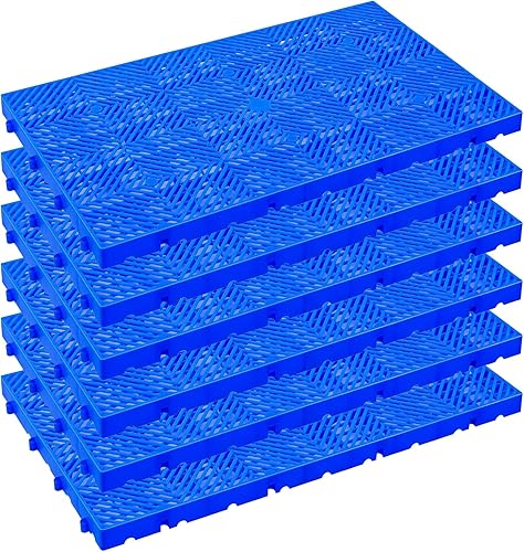 6 Pcs Plastic Pallets for Basement Storage, HDPE Waterproof Grid Ventilation Garage Floor Pallets, Lightweight Breathable Pallet for Pet Mats Basements Balcony Supermarket (23.62'x15.75'x1.97') - Poueer