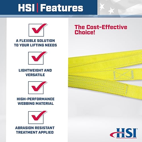 One Ply 6' x 14' Attached Eye Nylon Type 9 Sling | WLA1-806N | 6' Eye Length | 5,000 Lb. Vertical Capacity | Hanes Supply (HSI) Heavy Duty Rigging Equipment for Lifting and Towing - Poueer