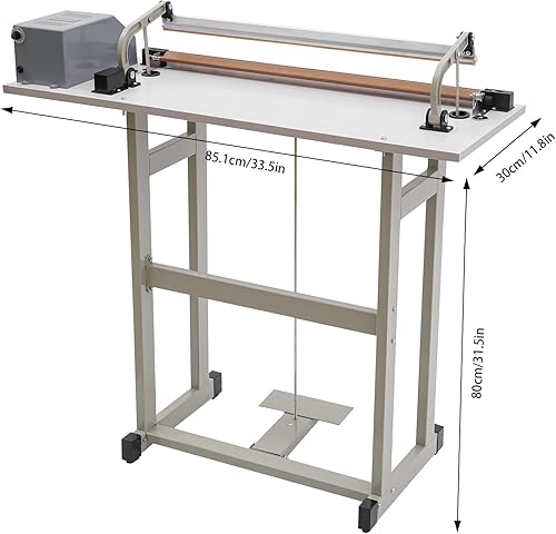 Foot Pedal Heat Sealing Machine 22.83' Plastic Bag Sealing Machine 850W 6 Time Gears Foot Pedal Impulse Sealer 0.6mm Width Foot-pedal Sealer for Industrial, Commercial Use - Poueer