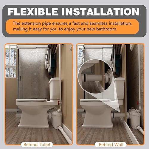 Extension Pipe,14 Inch Hard Extension Pipe Extensions Pipeline Between Toilet and Macerating Pump,Helps Prevent Leakage - Poueer