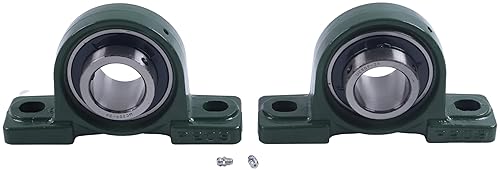 2X Bore 1-5/8' Pillow Block Mounted Ball Bearings UCP209-26 P2B-SC-110 Solid Cast Iron Base - Poueer