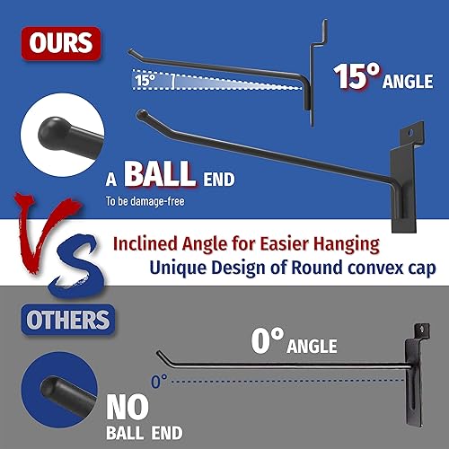 unp POETISKE Slatwall Hooks 32PC 6 Inch Slatwall Accessories Slatwall Panel Hooks Garage Organization Slat Wall Hooks Heavy Duty Pegboard Gridwall Hooks Display Hooks for Retail Black - Poueer