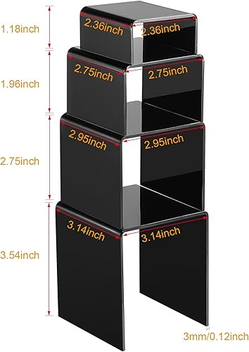 Chuangdi 20 Pcs Acrylic Display Risers, Clear Product Stand, Jewelry Display Riser Shelf Showcase Fixtures for Figure Dessert Cupcake Candy Action Showcase(Super Large Set) - Poueer