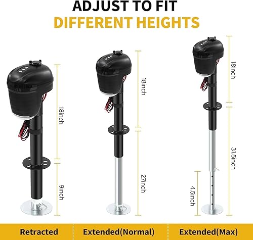 USA 12V Electric RV Trailer Tongue Jack Touchpad Controls 4,000LB Lift Capacity 18in Travel + 4.5in Ext - Poueer
