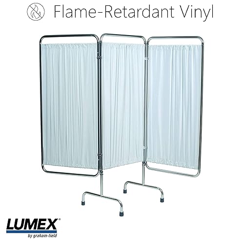 Grafco 3-Panel Medical Privacy Screen with Wheels - Folding & Rolling Room Divider - Poueer