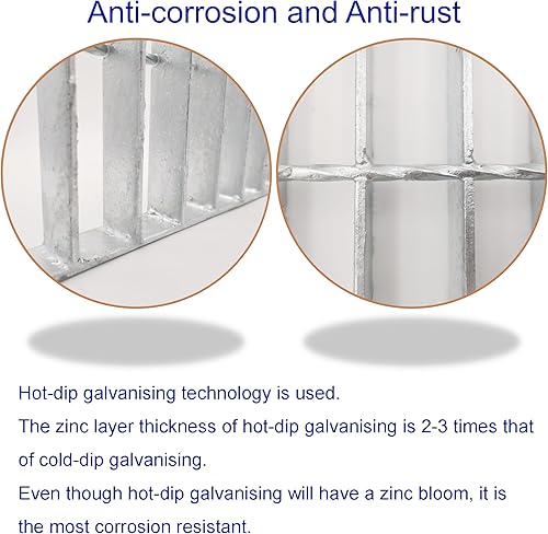 Galvanized Steel Drain Grate with Base, 16x16 Outdoor Drain Cover and Frame, B Class Sewer Grate with Lip, Durable Heavy Duty Channel Grate, Sliver Square Drainage Grate Driveway - Poueer