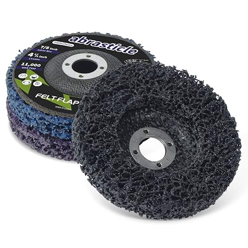 10 Pcs 4-1/2 Inch Poly Strip Wheel Disc Rust Remover Wheel, 7/8' Angel Grinders Clean Tool, Strip Discs for Angle Grinder Remove Rust Paint Clean Welds Paint Grinding Wheel Blue - Poueer