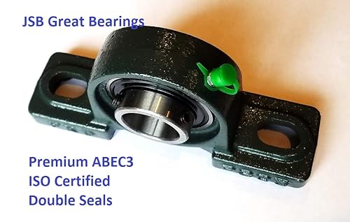 (Qty.4) UCP207-20 Pillow Block Bearings | 1-1/4' Bore | Solid Base | Heavy-Duty Cast Iron Housing | Double Sealed & Pre-Lubricated - Poueer