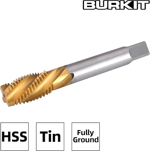 Burkit M30 X 3.5 Spiral Flute Tap, HSS Titanium Coated Spiral Flute Plug Threading Tap M30 x 3.5 - Poueer