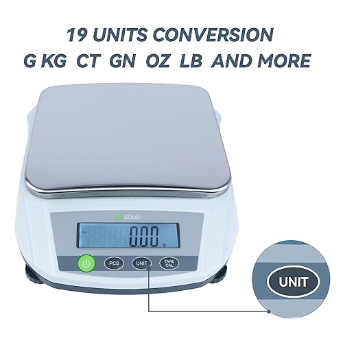 U.S. Solid Digital Lab Scale 2000g/4.4lb x 0.01g - Precision Analytical Balance Kitchen Jewelry Scientific Weighing - AC/DC Power - Poueer
