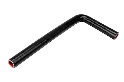 HPS HTSEC90-075-L5X18-BLK High Temperature 4-ply Polyester Silicone Elbow Coupler Hose, 90 Degree, 3/4' ID, 5 mm Wall Thickness, 5' and 18' Leg Length, Black - Poueer