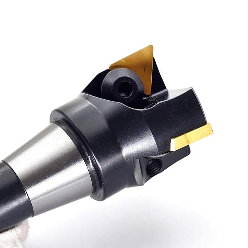 OSCARBIDE Indexable End Mill,R8 Shank,2' Cutting Depth,6' Overall Length,90 Degree,TP43,3 Flutes with 3 Pieces TPCN43PDTR(TPG43) Carbide Inserts - Poueer