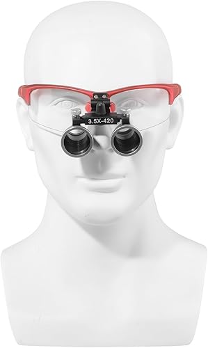 3.5x420 MM Angle Adjustable Binocular Loupes Magnifier Glasses Lab Magnification loupes with Black Cloth Case (Blue) - Poueer