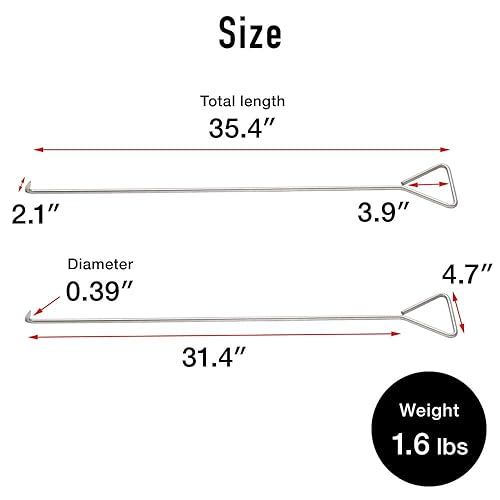 Manhole Lifting Hook 36 inch, Manhole Lifter Puller for Top Covers, Tank Lids, Heavy Duty Stainless Steel 10mm with Handle - Poueer
