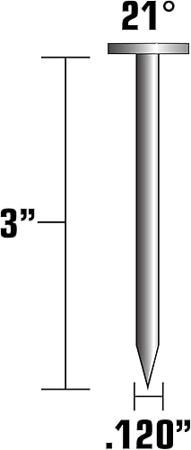 Metabo HPT Framing Nails | 3 In.x .120 | 21 Degree | Full Round Head | Smooth Shank | Bright Basic | 4,000 Count | 10105HPT - Poueer