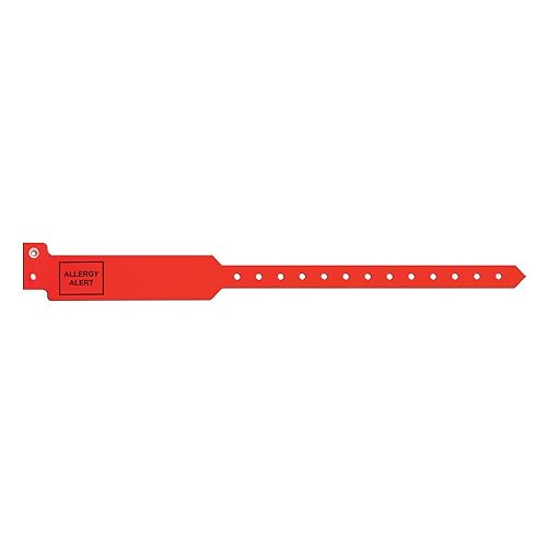 5052-16-PDJ Sentry Polyester Adult Alert Wristband, Allergy Alert Pre-Printed, Permanent Snap Closure, Red, Pack of 250 - Poueer