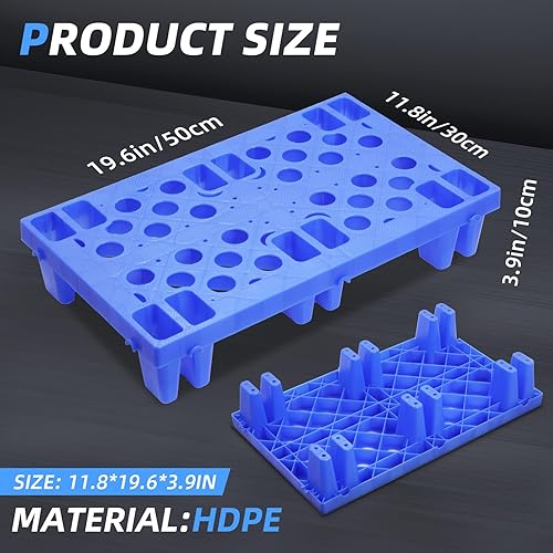 6pcs Plastic Pallets,Lightweight Moisture-Proof Floor Pallet,L 19.6' x W 11.8'x H 3.9',Applicable to Supermarket Restaurant Kitchens Shops Warehouse Basement Storage,Large Goods Can Be Placed. - Poueer