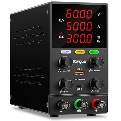 DC Power Supply Variable, 30V 10A Adjustable Switching Regulated DC Bench Power Supply with Intelligent Charging Mode, 18W USB Interface, Precision Encoder Knob (Black) - Poueer