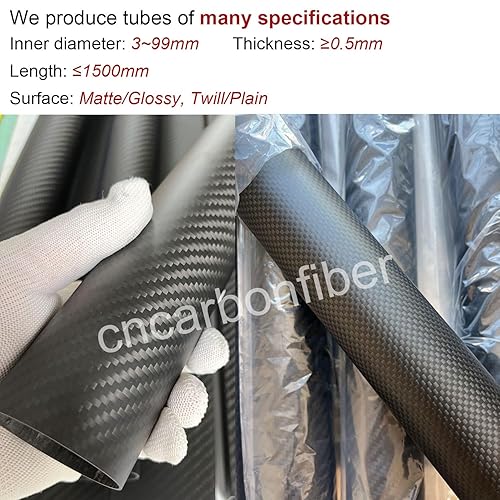 2pcs Carbon Fiber Tube 8x6x500MM 3K Roll Wrapped Twill Matte Finish - Poueer