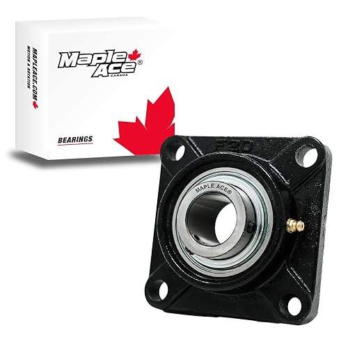 MAPLE ACE UCF206-18 Square Flange Bearing 1-1/8' Bore, 4-Bolt Self-Aligning, Solid Base, R3 Triple Lip Seal, Heavy Duty (Qty 2) - Poueer