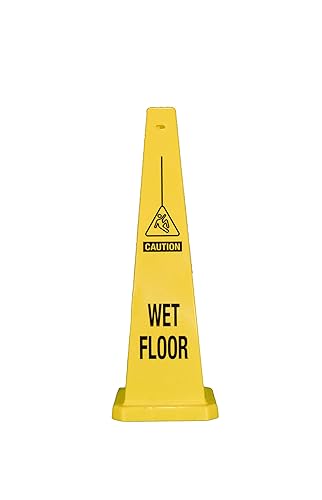 03-600-08 Lamba Cones'Wet Floor', 36', Yellow (Pack of 5) - Poueer