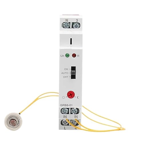 GRB8-01/02 Din Rail Twilight Switch Photoelectric Timer Light Sensor Relay AC110V-240V Auto ON Off - Poueer
