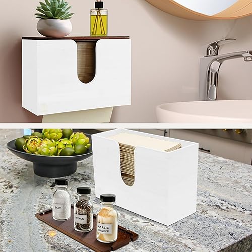 eBun Bamboo Folded Paper Towel Holder – Wall Mount & Countertop Paper Towel Dispenser for Bathroom, Kitchen & Office – Fits C-Fold, Multifold, Z-Fold Towels – Rustic Modern Design, Black - Poueer