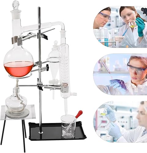 500ml Essential Oil Distillation Device, Water Purifier Distiller Glassware Kit, Herbal Extract Equipment Set Glassware Set, The Temperature is Up to 500 Degrees - Poueer