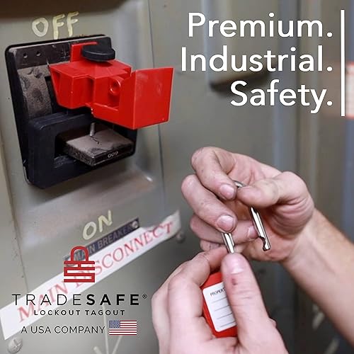 TRADESAFE Circuit Breaker Lockout Device, 10 Pack, 120/277 Volt, Clamp-on Single Pole Breaker Lock Out Device, OSHA Compliant, Premium Grade, Medium - Poueer