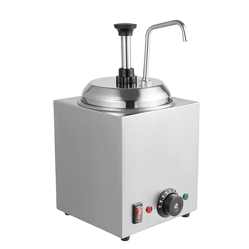 Stainless Steel Sauce Dispenser Pump Station, 3L Electric Sauce Heater Commercial Warmer for Syrup Salad Ketchup Dressing BBQ Seasoning Condiment - Poueer