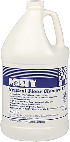 MISTY Optimax Neutral Floor Cleaner EP - 1 Gallon (Case of 4) 1033704 - Advanced Surfactant System, Excellent Cleaning and Biodegradability, Fresh Lemon Scent Deodorizes - Poueer