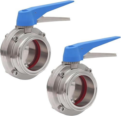 2 Pack 3 Inch Butterfly Valves,Butterfly Valve With Blue Trigger Handle,Stainless Steel 304 Tri Clamp Clover - Poueer