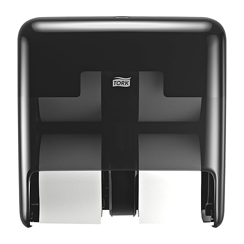 Tork OptiServe 4-Roll Coreless Toilet Paper Dispenser Black T7/T5, Vertical Dispenser, Elevation Design, 473628 - Poueer