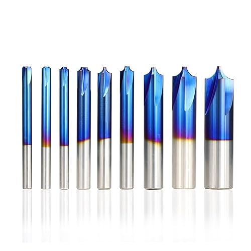 R0.5-R5 Corner Rounding Chamfer End Mill 4-12mm Shank Carbide End Milling Cutter Radius Router Bit for CNC Machine(Nano Blue Coated,R4xD10x50L) - Poueer