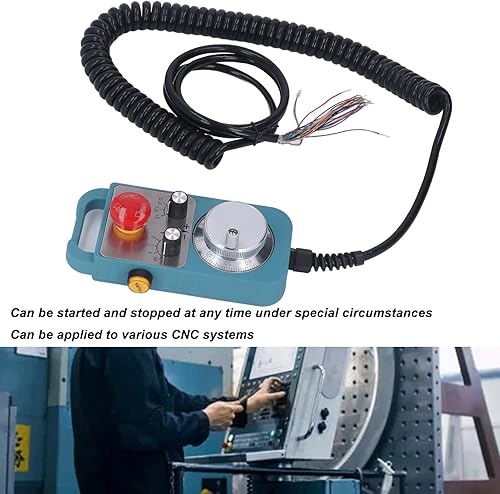 CNC Handwheel, 100PPR CNC Electronic Handwheel with Emergency Stop Button, 4 Axes CNC Handwheel Controller Manual Pulse Generator - Poueer