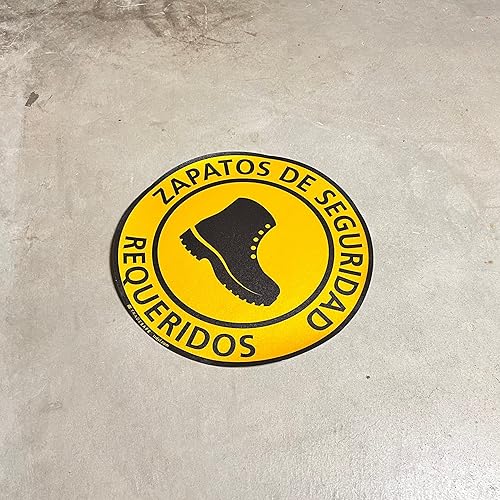 TRADESAFE Safety Glasses Required Anti-Slip Floor Sticker - Eye Protection Required Caution Sign, Peel and Stick Adhesive Vinyl Sign, ANSI-Compliant, 17” Diameter Round Sticker - Poueer