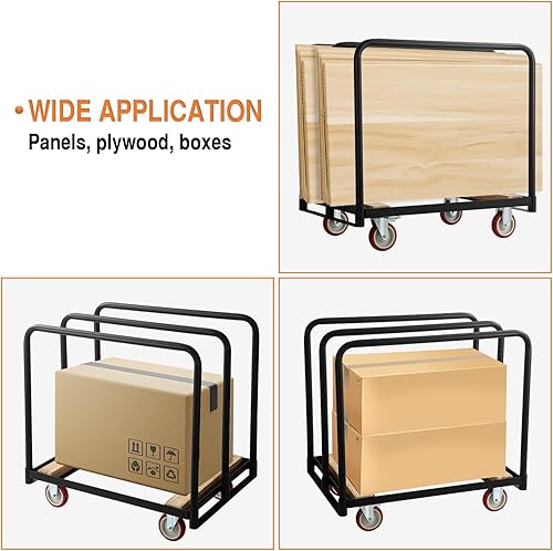 Panel Truck Cart with Handles, Steel Panel Dollies Cart with 4 Swivel Wheels, Drywall Sheet Carts Handling Wall Panel Rolling Dollies, 1500LBS Load Capacity Platform Truck Dollies - Poueer