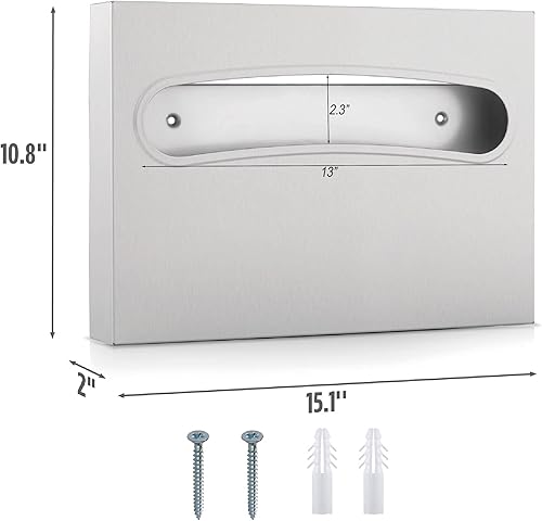 Toilet Seat Cover Dispenser - Enhanced Anti-Fingerprint Coating, HighQuality Stainless Steel, Wall-Mounted for Commercial Bathrooms - Holds 250 Seat Covers - Gold - Poueer