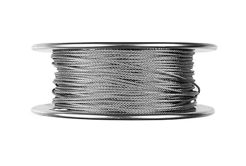 Laureola 3/32' Stainless Steel Aircraft Wire Rope 7x7 Strand 304 Grade - Versatile Uses in Construction, DIY, Outdoors, Marine Rigging, Agriculture, and Industrial Applications (250 ft) - Poueer