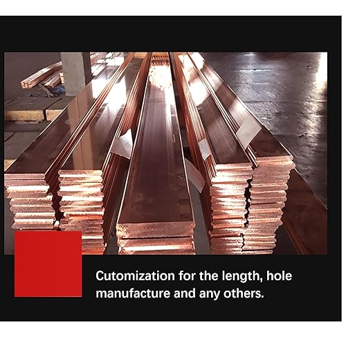 Copper Bus Bar 5mm x 10mm x 5.91 inch / 150mm, 1Pcs C110 Pure Cu Copper Flat Buss Bar Stock - Poueer