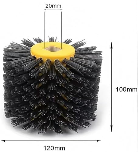 Signi Abrasive nylon bristle Burnishing Brush Drum Drawing Wheel for polishing wood (240 grit red) - Poueer