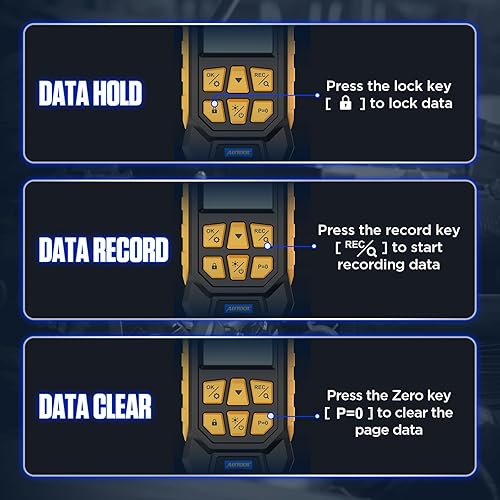 AUTOOL Manometer Gas Pressure Tester,Digital Manometer HVAC,11 Units Differential Dual Port Pressure Gauge -100 to 200Kpa,Data Zeroing with Backlight LCD Display - Poueer