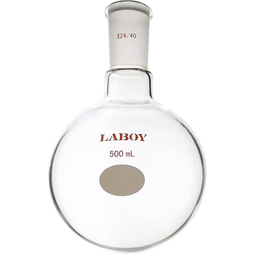 Laboy Glass 1000mL Single Neck Round Bottom Boiling Flask Heavy Wall with 24/40 Joint Heating Reaction Receiving Flask Organic Chemistry Lab Glassware - Poueer